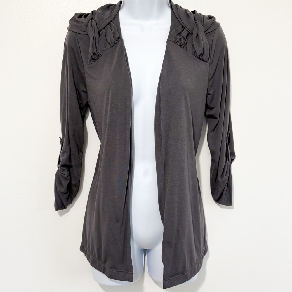 Daisy Fuentes Open Front Cardigan Gray Medium